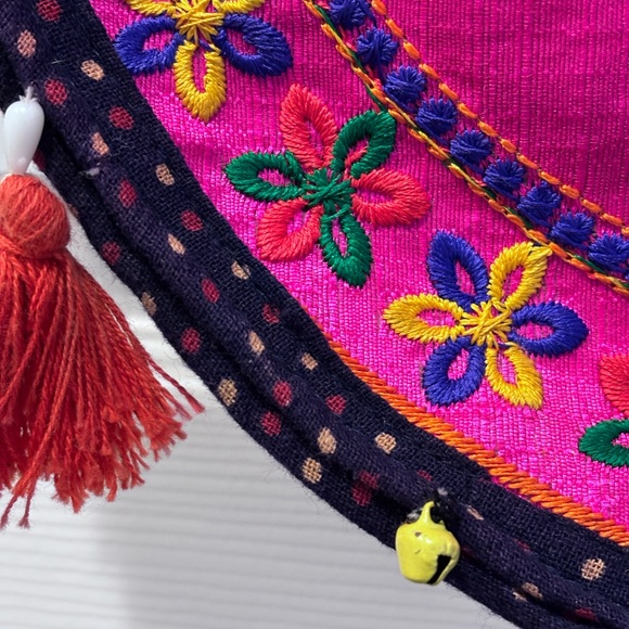 Tribe Azure Women's Handcrafted Multi-Color Handbag Tote Bead Bells Accents EUC - Picture 4 of 10